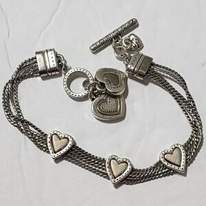 Brighton retired vintage mixed metals‎ love triple heart bracelet